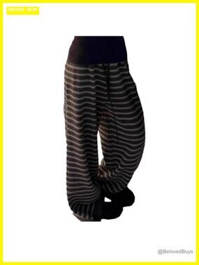 Women's Striped Wide Leg Lounge Pants Loose Fit Y2K Grunge Style Pajama Bottoms
